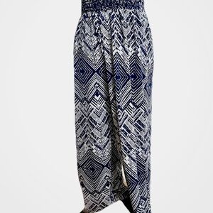 Mlle Gabrielle Jumpsuit Small Navy and White Geometric